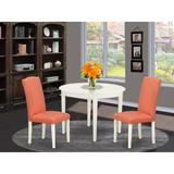 East West Furniture Kitchen Table Set- A Dining Table and Pink Flamingo Faux Leather Dining Chairs, Linen White(Pieces Options)