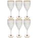 Goblet - Wine Glass - Water Glasses - Crystal - Set of 6 - Raindrop Design with Gold Rim - 12 oz. - by Majestic Gifts Inc.