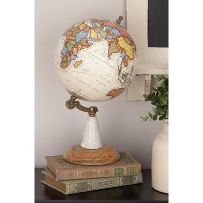 White Mango Wood Globe - 8 x 8 x 14