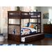 Columbia Twin over Twin Bunk Bed with Twin Size Trundle Bed in Walnut
