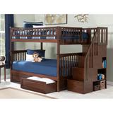 Columbia Staircase Bunk Bed Full over Full with 2 Drawers in Walnut