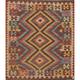 Kilim Oriental Diamond Tribal Carpet Hand Woven Wool Turkish Area Rug - 3'11" X 3'5"