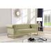 Chic Home Gloria Sofa Button Tufted Linen-Textured Plush Cushion Brass Finished Brushed Metal Base Frame