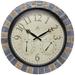 Inca Indoor/Outdoor Stone 18 inch Wall Clock with Temperature/Humidity - 18 x 2.5 x 18