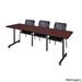 Regency Seating Kobe 84-inch Wide x 24-inch Deep Training Table and 3 Mario Black Stack Chairs