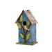 Glitzhome 10"H Multicolor Cute Distressed Solid Wood Birdhouse with 3D Flowers