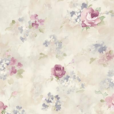 Morning Dew Wallpaper in Plum, Lilac & Cream
