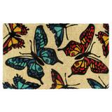 RugSmith Bleah Handloom Woven & Printed Butterfly Coir Doormat, 18" x 30" - 18" x 30"