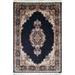 La Dole Rugs Dark Navy Blue Gold Bordered Royal Traditional Area Rug Carpet Living Room Hallway Patio Sizes 5x7 8x10, 7X9 feet