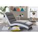 Baxton Studio Percy Modern and Contemporary Grey Fabric and White Faux Leather Upholstered Chaise Lounge