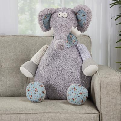 Mina Victory Plush Lines Stuffed Elephant Plush Animal 1'10" x 2'2" Grey Indoor Plush Animal