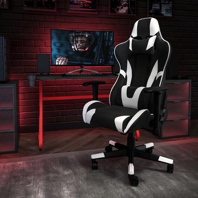 Desk Bundle - Gaming Desk, Cup Holder, Headphone Hook and Reclining Chair