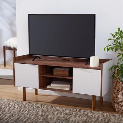 SAFAVIEH Diara Walnut 47-inch Storage Media TV Stand - 46.5" W x 15.7" L x 21.9" H