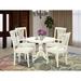 East West Furniture Dining Room Table Set- a Round Kitchen Table and Wooden Seat Dining Chairs, Linen White (Pieces Options)