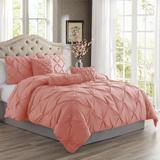 Swift Home Modern Pintuck Ultra-Soft Microfiber 3-Piece Bedding Comforter Set