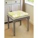 Chartreuse Peony Vanity Stool with distressed grey finish