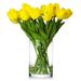 Enova Home 20 Pieces Artificial Real Touch Tulips Fake Silk Flowers Arrangement in Glass Vase with Faux Water for Home Decor