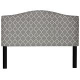 Cortesi Home Lena Grey Upholstered Queen Headboard with Nailhead Trim