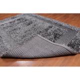 Hand Made Shag Silver Grey, Shag Polyster Modern & Contemporary Oriental Area Rug (5x7) - 5' x 7'6"