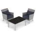 Oxford Garden Argento 3-piece Resin Wicker Club Chair & Travira Lite-Core Coffee Table Set - Midnight Blue Cushion & Pillow