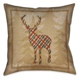 Laural Home Rustic Cabin Deer Plaid Decorative 18-inch Throw Pillow