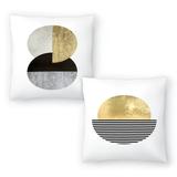 Geometric Art 17 and Geometric Art 3 - Set of 2 Decorative Pillows