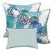 Powder Blue Skies Indoor/Outdoor Pillow, Set of 2 Large & 1 Lumbar Pillow, Blue, Seafoam, Aqua