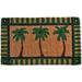 Green/ Brown Palm Tree Pattern Natural Coir Fiber Doormat