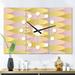 Designart 'Golden Geometrical Fish Scale' Oversized Mid-Century wall clock - 3 Panels - 36 in. wide x 28 in. high - 3 Panels