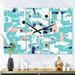 Designart 'Retro Artisan Abstract I' Oversized Mid-Century wall clock - 3 Panels - 36 in. wide x 28 in. high - 3 Panels