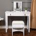 Flip Single Mirror Double Drawers Straight Feet Dresser White