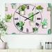 Designart 'Potted Cactus on Pink Geometrical Pattern' Cottage 3 Panels Oversized Wall CLock