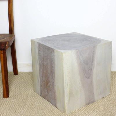 Handmade Eco Wood Coffee Table Cube (Thailand) - 18" x 18" x 18"