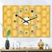 Designart 'Golden Geometric I' Oversized Mid-Century wall clock - 3 Panels - 36 in. wide x 28 in. high - 3 Panels