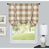 Kate Aurora Country Farmhouse Buffalo Plaid Gingham Tie Up Window Curtain Shades - 42 in. W x 63 in. - 42 in. W x 63 in.