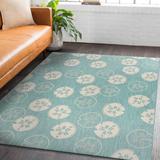 Sevita Teal and Cream Sand Dollars Indoor/Outdoor Rug