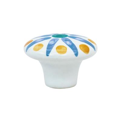 5 Pack Boho Blossom Blue Flower Cabinet Knob, 1-15/32" Diameter