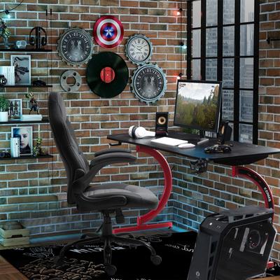 Vinsetto Gaming Chair Swivel Home Office Computer Racing Gamer Desk Chair with Flip-Up Armrest, Wheels, Black Grey