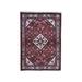 Shahbanu Rugs Red New Persian Hamadan with Geometric Design Pure Wool Hand Knotted Oriental Rug (3'7" x 5'1") - 3'7" x 5'1"