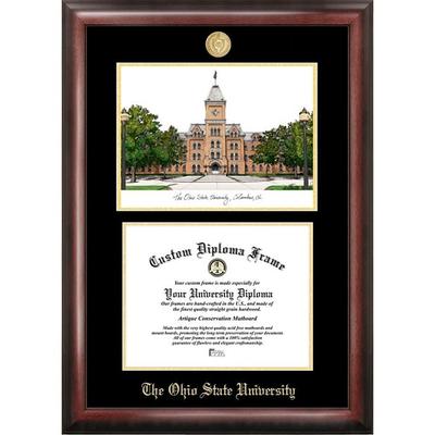 Ohio State University 11w x 8.5h Gold Embossed Diploma Frame with Campus Images Lithograph