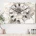 Designart 'Indigold Grey Peonies I' Cottage 3 Panels Oversized Wall CLock - 36 in. wide x 28 in. high - 3 panels