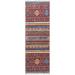 Shahbanu Rugs Red Super Kazak Khorjin Design With Colorful Tassles Soft Velvety Wool Hand Knotted Runner Rug (2'8"x8'1")