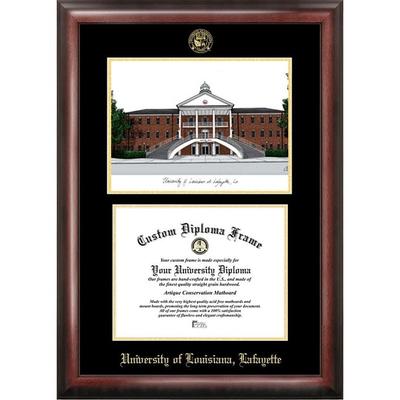 University of Louisiana-Lafayette 11w x 8.5h Gold Embossed Diploma frame with Campus Image