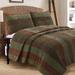 Cozy Line Rhett Brown Green Stripe Reversible Quilt Bedding Set