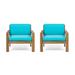 Santa Ana Outdoor Acacia Wood Club Chairs with Cushions (Set of 2) by Christopher Knight Home