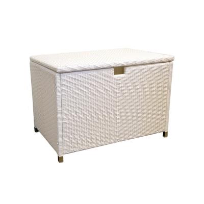 Medium White Outdoor Resin Wicker Storage Box - 36" L x 24" W x 24" H