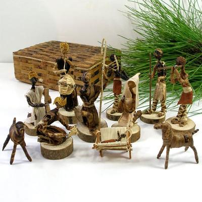 Handmade Banana Fiber Nativity Set (Kenya)