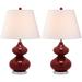 SAFAVIEH Lighting 24-inch Eva Double Gourd Glass Red Table Lamp (Set of 2) - 14"x14"x24"