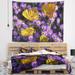 Designart 'Little Purple Flowers and Yellow Leaves' Floral Wall Tapestry