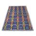 Shahbanu Rugs Blue Colorful Afghan Baluch Geometric Design Hand Knotted Pure Wool Oriental Rug (4'1" x 5'8") - 4'1" x 5'8"